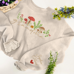 Lofaris Custom Mushrooms Grandma And Kids Name Sweatshirt