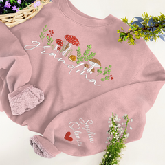 Lofaris Custom Mushrooms Grandma And Kids Name Sweatshirt