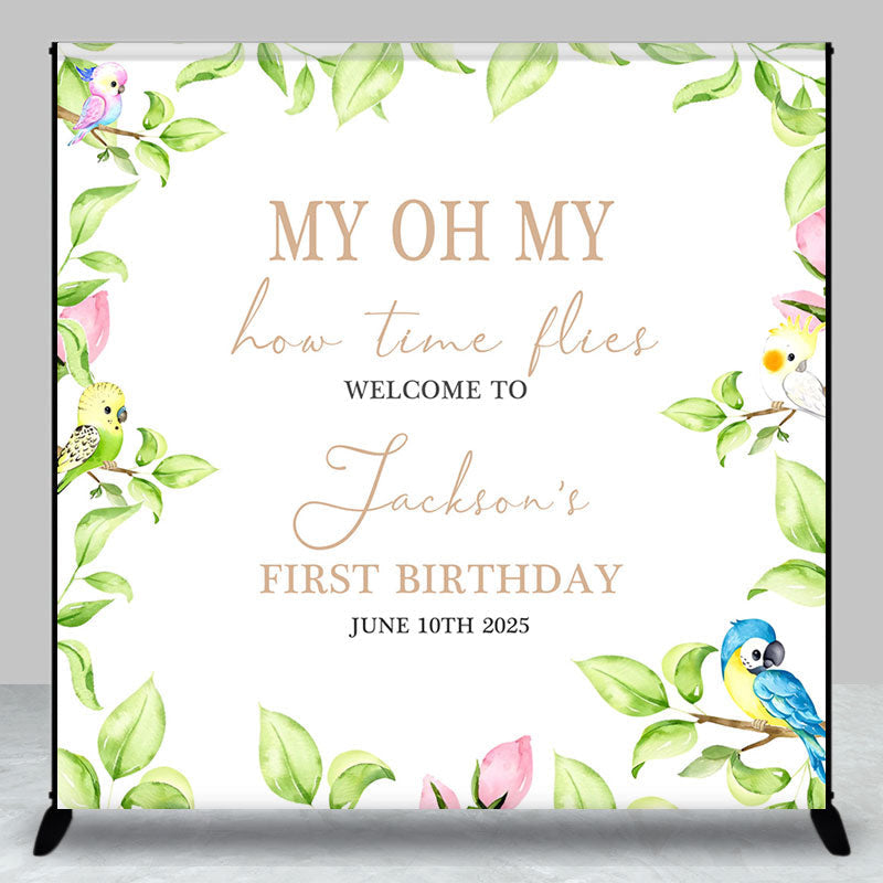 Lofaris Custom My Oh Leaf Bird Backdrop for 1st Birthday