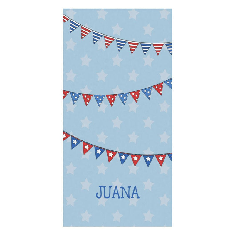 Lofaris Custom Name American Flag Blue Beach Towel