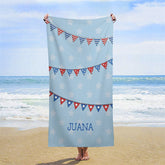 Lofaris Custom Name American Flag Blue Beach Towel