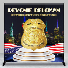 Lofaris Custom Name American Flag Retirement Backdrop