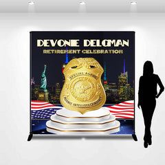 Lofaris Custom Name American Flag Retirement Backdrop