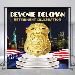 Lofaris Custom Name American Flag Retirement Backdrop