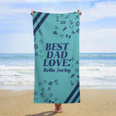 Lofaris Custom Name Best Dad Love Fathers Day Beach Towel