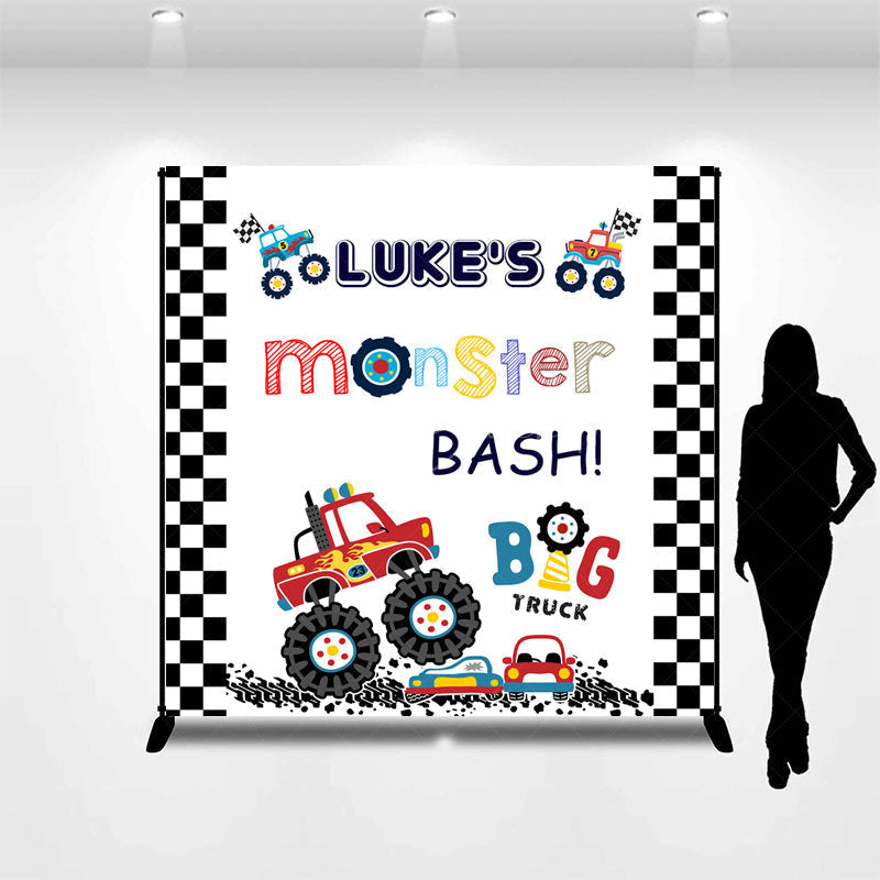 Lofaris Custom Name Big Truck Monster Bash Birthday Backdrop