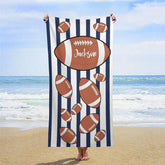 Lofaris Custom Name Black White Stripe Rugby Men Beach Towel