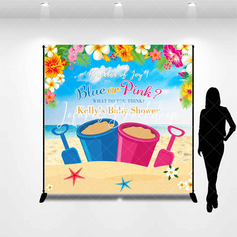 Lofaris Custom Name Blue Or Pink Sand Baby Shower Backdrop