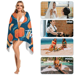 Lofaris Custom Name Blue Peach Fruit Beach Towel For Girls