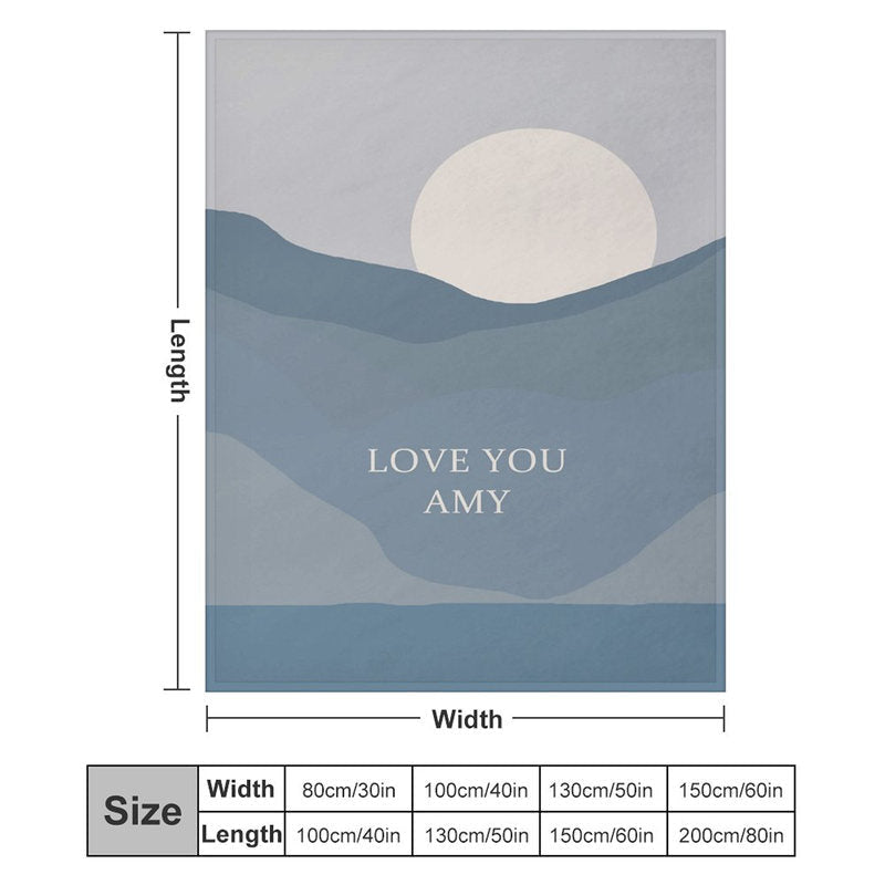 Lofaris Custom Name Blue Sun Painting Gift Warm Blanket