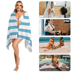Lofaris Custom Name Blue White Stripe Beach Towel For Men