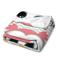 Lofaris Custom Name Cartoon Owl Chevron Pattern Blanket