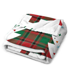 Lofaris Custom Name Checkered Christmas Tree White Blanket
