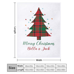 Lofaris Custom Name Checkered Christmas Tree White Blanket
