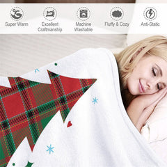 Lofaris Custom Name Checkered Christmas Tree White Blanket
