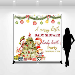 Lofaris Custom Name Christmas Tree Baby Shower Backdrop