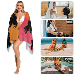 Lofaris Custom Name Coconut Tree Summer Sunset Beach Towel