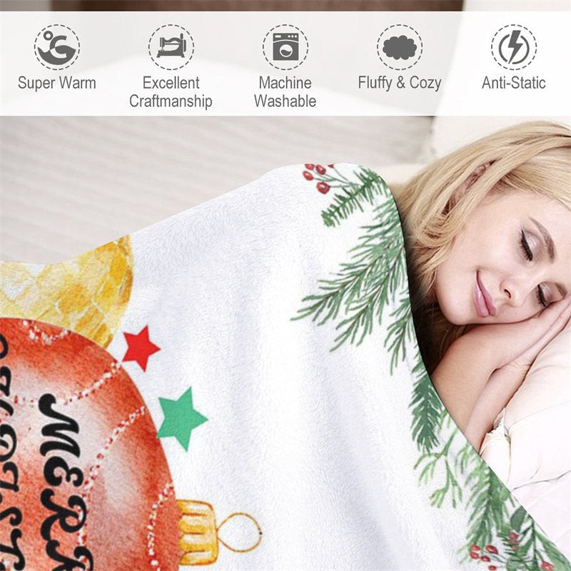 Lofaris Custom Name Colorful Bauble Plants Christmas Blanket