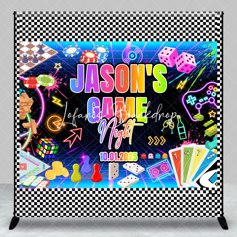 Lofaris Custom Name Colorful Neon Game Night Party Backdrop