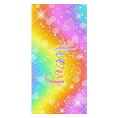 Lofaris Custom Name Colorful Rainbow Sparkle Beach Towel