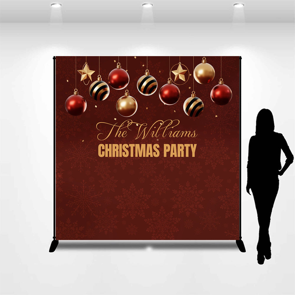 Lofaris Custom Name Dark Red Snowflake Christmas Backdrop