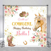 Lofaris Custom Name Floral Cowgirl Horse Birthday Backdrop