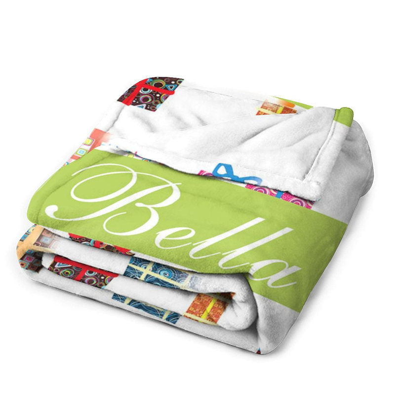 Lofaris Custom Name Gift Box Girl Christmas Blanket