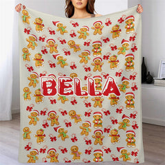 Lofaris Custom Name Gingerbread Man Repeat Christmas Blanket