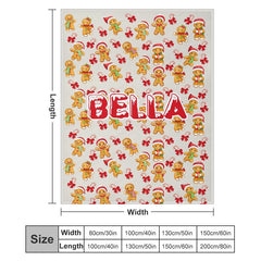 Lofaris Custom Name Gingerbread Man Repeat Christmas Blanket