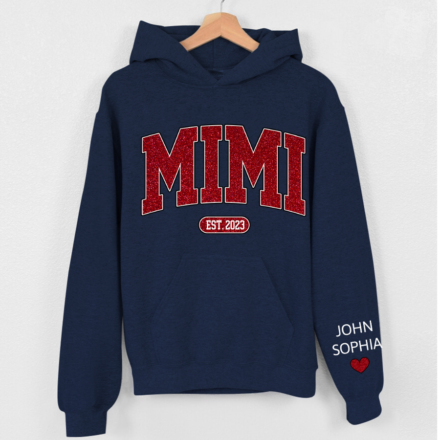 Lofaris Custom Name Glitter Grandma Mimi And Kids Hoodie