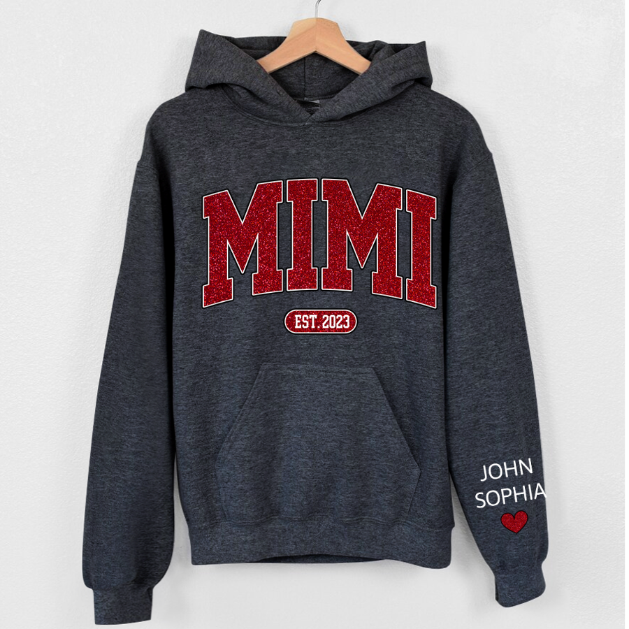 Lofaris Custom Name Glitter Grandma Mimi And Kids Hoodie