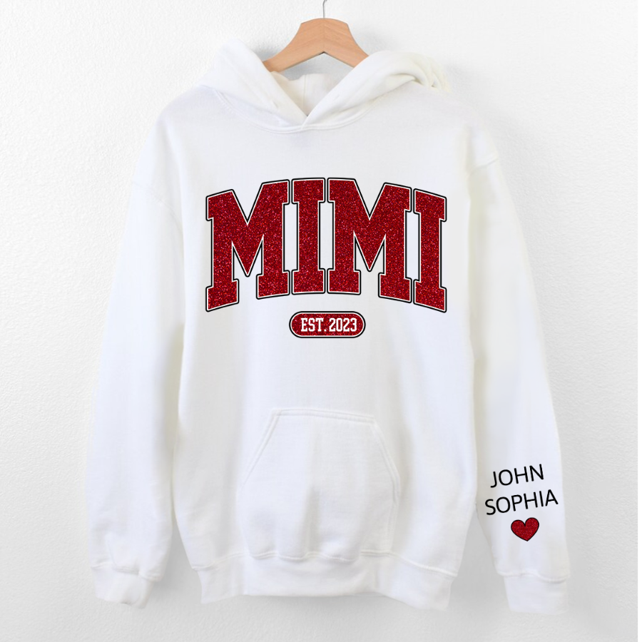 Lofaris Custom Name Glitter Grandma Mimi And Kids Hoodie