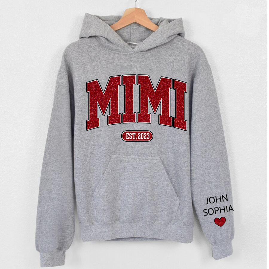 Lofaris Custom Name Glitter Grandma Mimi And Kids Hoodie