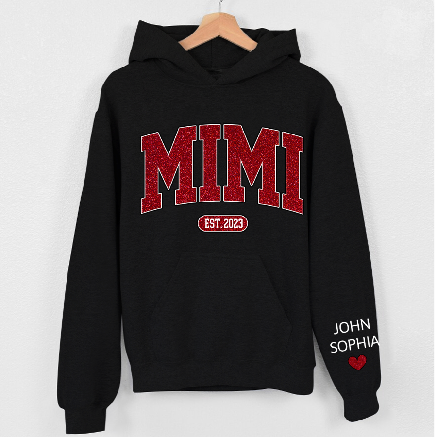 Lofaris Custom Name Glitter Grandma Mimi And Kids Hoodie