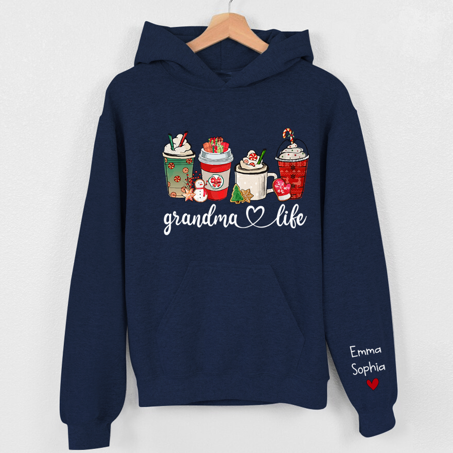 Lofaris Custom Name Grandma Life And Kids Christmas Hoodie