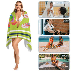 Lofaris Custom Name Green Beach Slippers Summer Towel