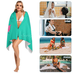 Lofaris Custom Name Green Leaves Coconut Summer Beach Towel