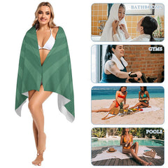 Lofaris Custom Name Green Stripe Summer Beach Towel for Gifts