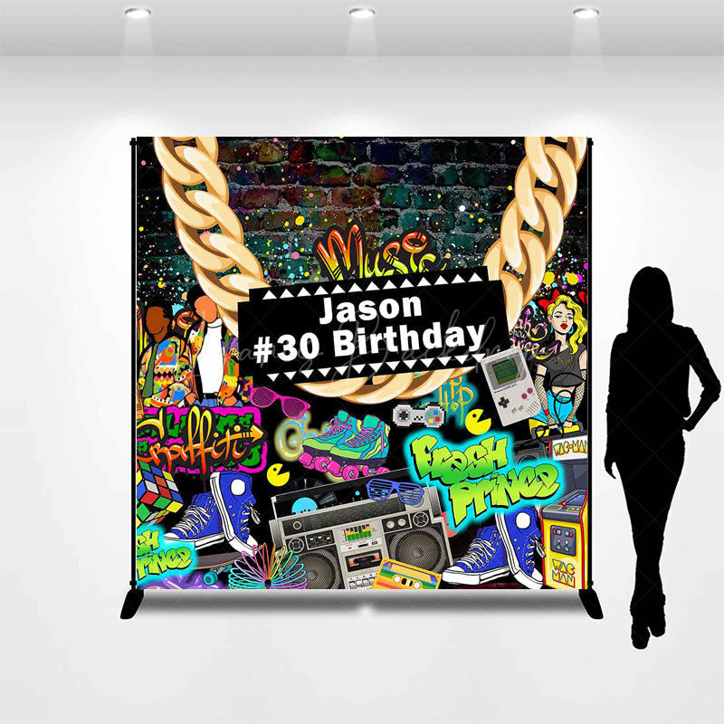 Lofaris Custom Name Hiphop Street Graffiti Birthday Backdrop