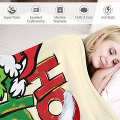 Lofaris Custom Name Hoho Grinch Yellow Christmas Blanket