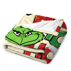 Lofaris Custom Name Hoho Grinch Yellow Christmas Blanket