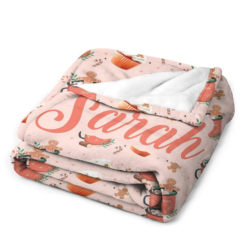 Lofaris Custom Name Hot Tea Gingerbread Man Repeat Blanket