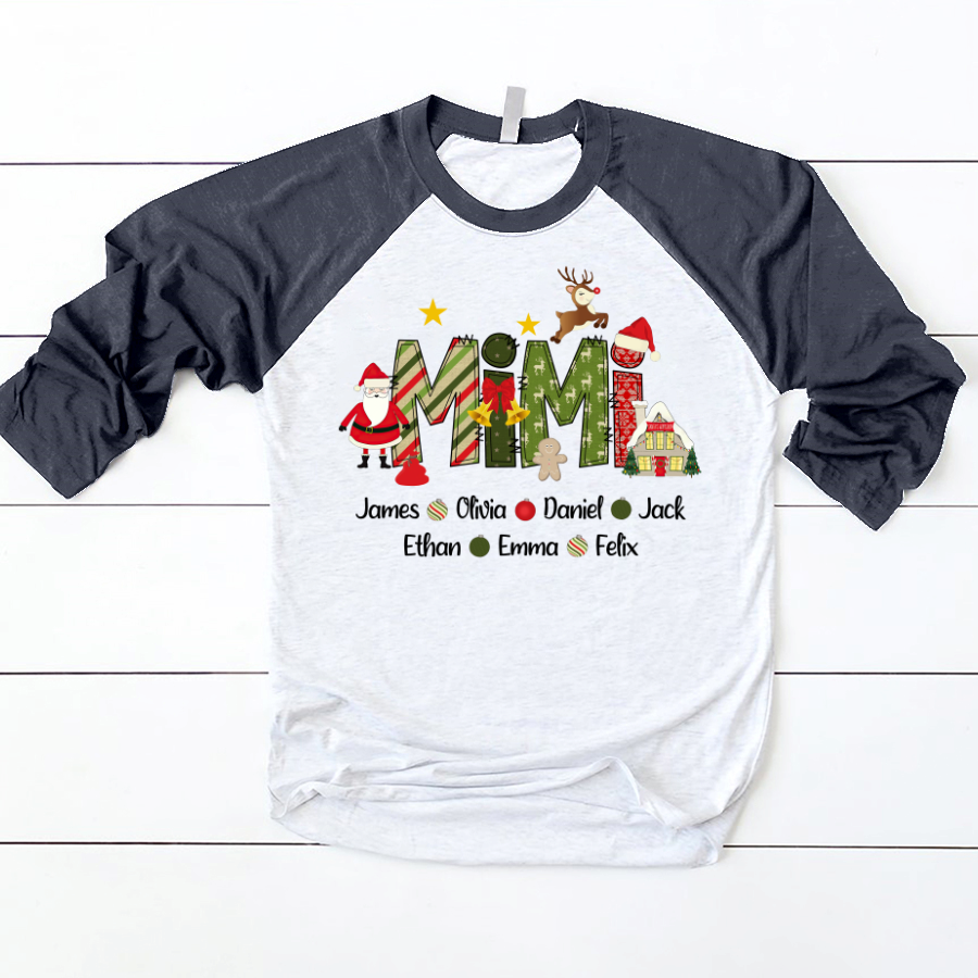 Lofaris Custom Name Kids Grandma Christmas Baseball Shirt