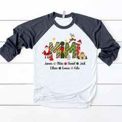 Lofaris Custom Name Kids Grandma Christmas Baseball Shirt