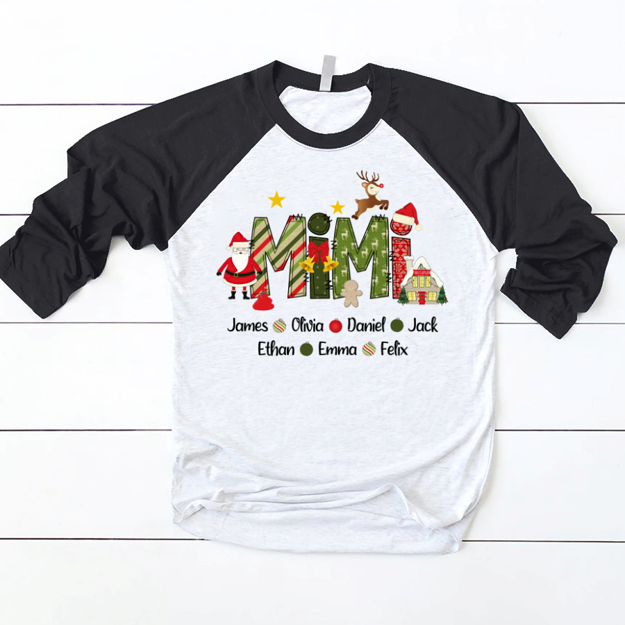 Lofaris Custom Name Kids Grandma Christmas Baseball Shirt