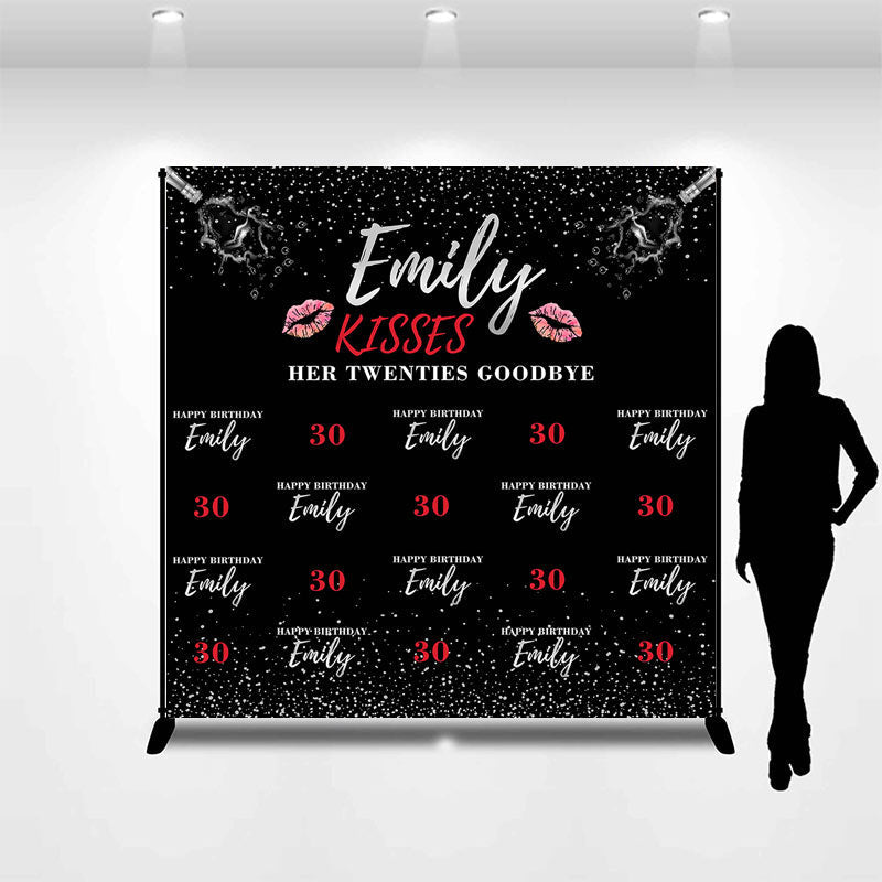 Lofaris Custom Name Kisses Twenties Goodbye 30th Birthday Backdrop