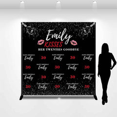 Lofaris Custom Name Kisses Twenties Goodbye 30th Birthday Backdrop