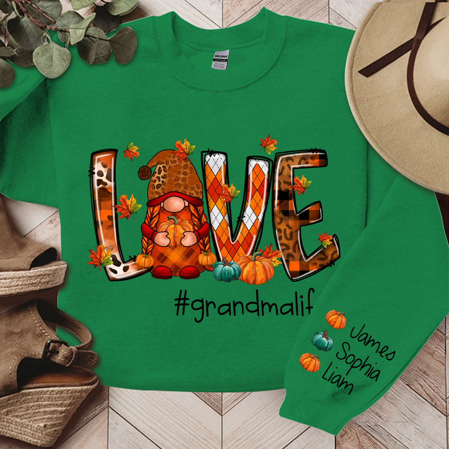 Lofaris Love Gnome Autumn Grandma Life Custom & Kids Sweatshirt Gift TH