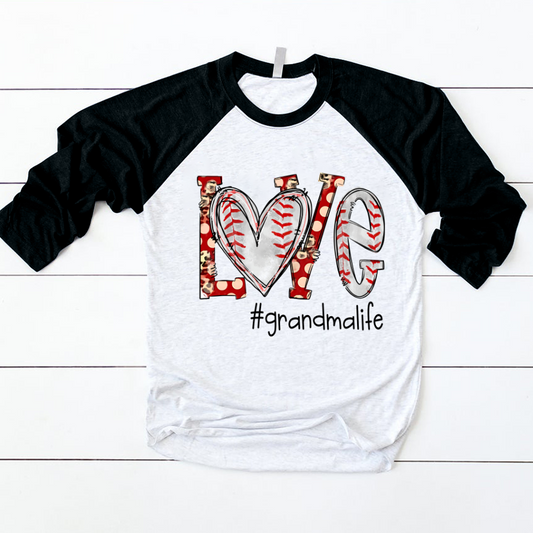 Lofaris Custom Name Love Grandma Life Heart Baseball Shirt