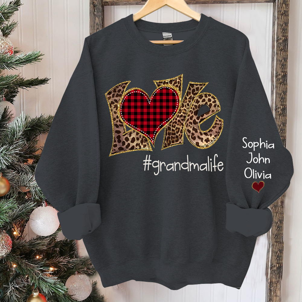 Lofaris Custom Name Love Grandmalife Leopard Sweatshirt